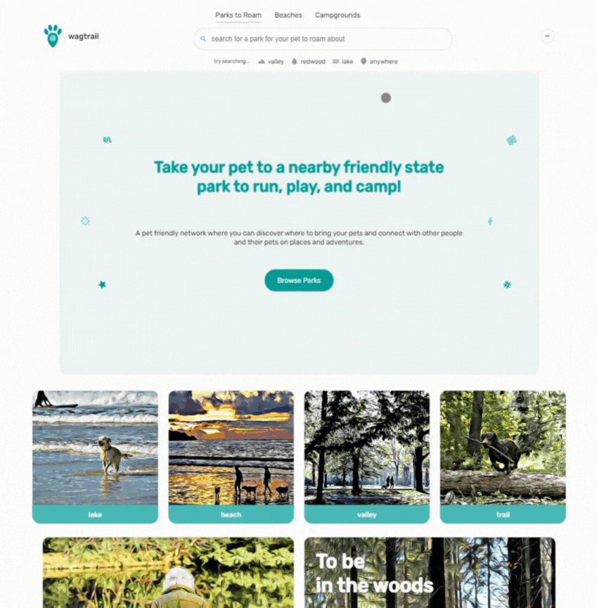 search platform for pet-friendly parks